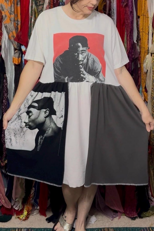 One Of A Kind Repurposed/upcycled Reworked Tupac Tshirt Dress