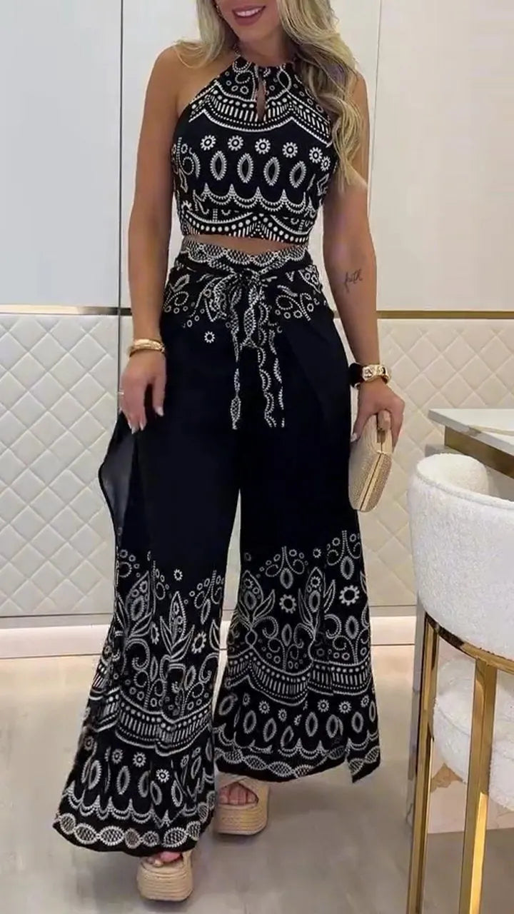 Women's Printed Holiday Casual Set