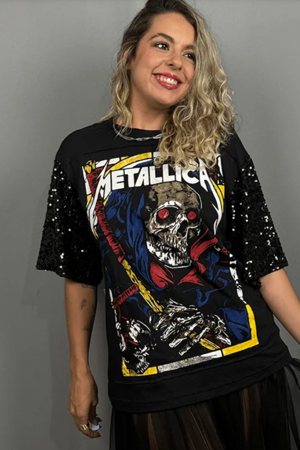 Metallica Sequined Sleeve Tee