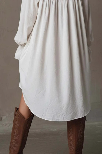 Retro-style Lace Irregular Hem Long-sleeved Mini Dress
