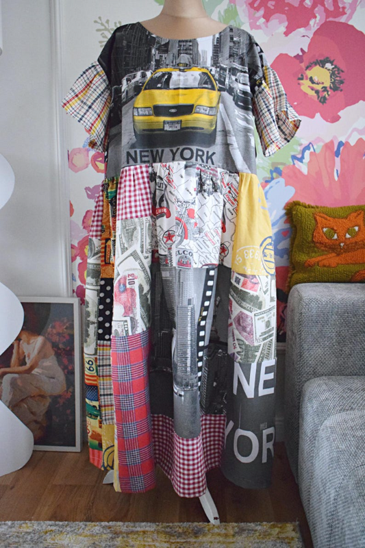 Recycled Dress With A Taxi Pattern