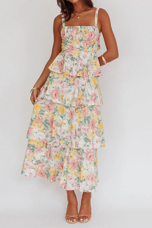 Floral Ruffled Flowy Midi Dress