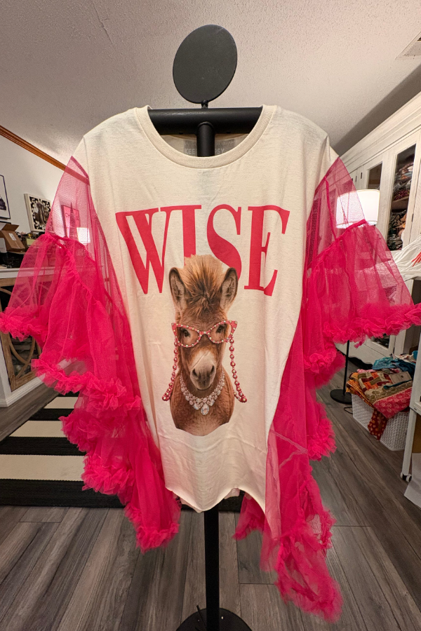 Horse-Print Dolman-Sleeve Tee