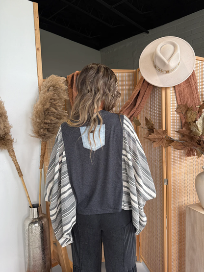 Dice And Flame Print Bat Sleeve T-shirt (with Pocket)