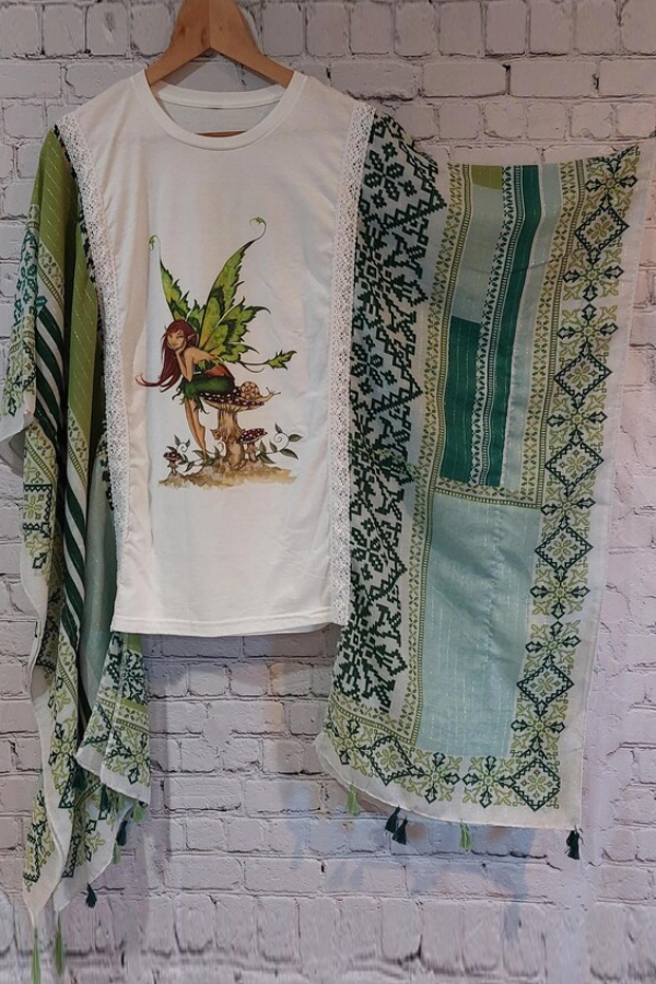 Green Canta Fairy Mushroom Snail Transformation Bat Sleeve Tee