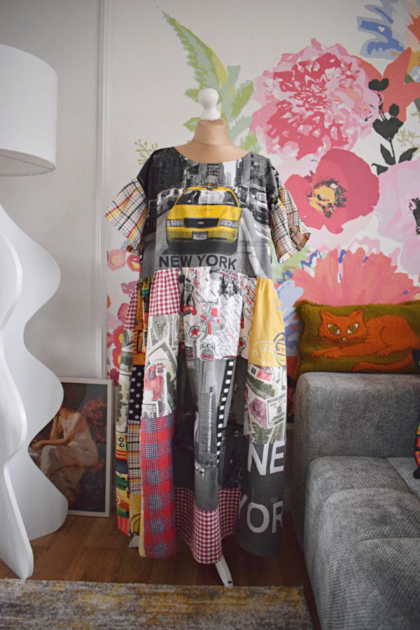 Recycled Dress With A Taxi Pattern