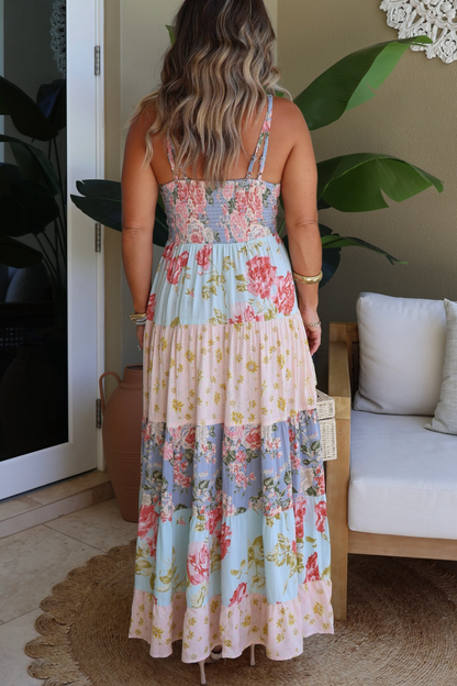 Floral Blush Maxi Dress Blue Multi