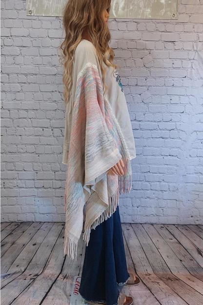 Kantha Rock Printed Bat Sleeve Tassel Top