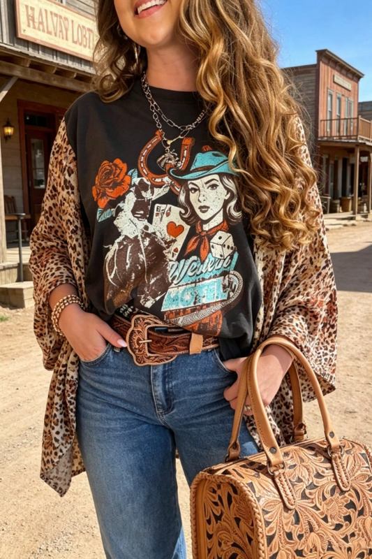 Printed Dolman-Sleeve T-Shirt Top