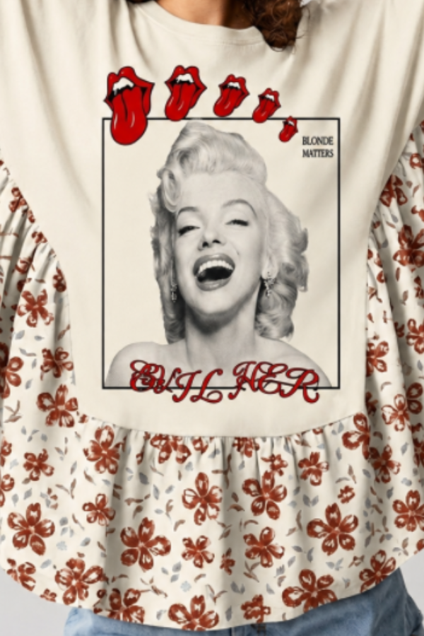 The Rolling Stones & Marilyn Monroe Patchwork Poncho Top