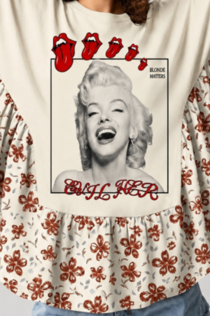 The Rolling Stones & Marilyn Monroe Patchwork Poncho Top