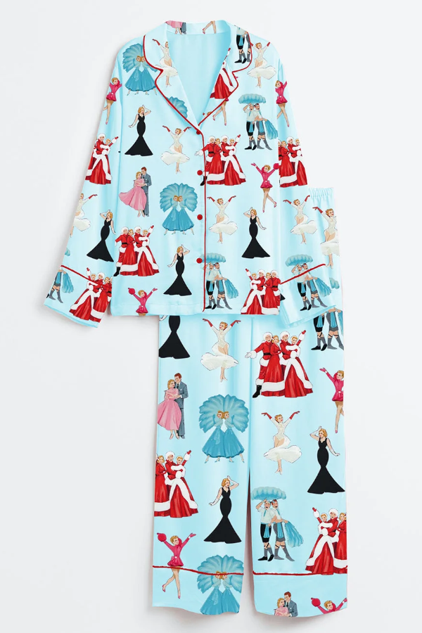 Women's White Christmas Movie Satin Pajama Set