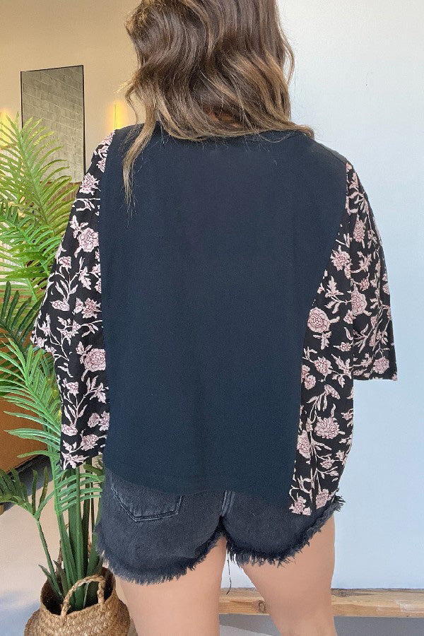 Mix & Match Tee Black Floral（No Patch）