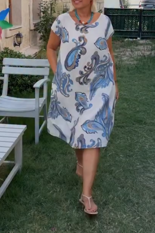 Woman's Printed Linen-Cotton Dress