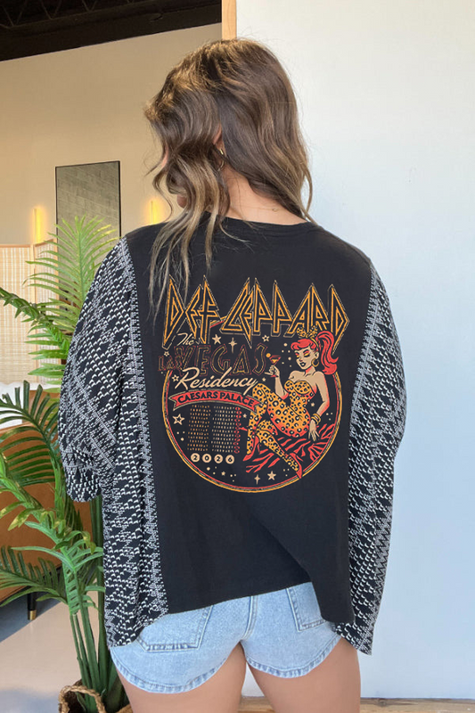 Def Leppard Print Bat Sleeve T-Shirt (No Back Pocket)