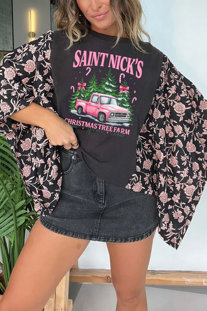 Christmas Pink Cycling Print T-shirt (No Patch)