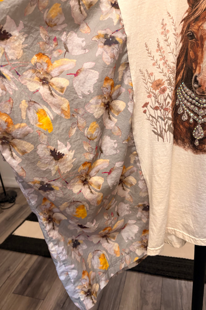 Horse-print Batwing-sleeve T-shirt