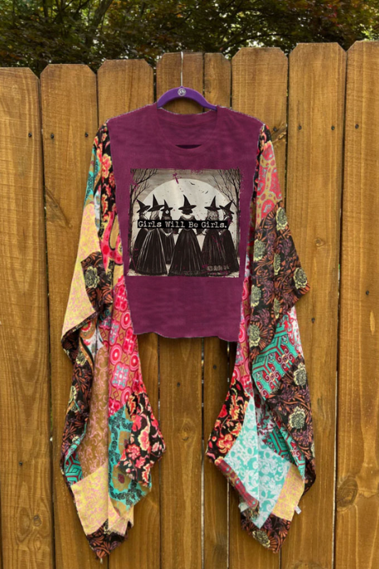 Vintage Girls Will Be Girls Witch Halloween Mix & Match Tee
