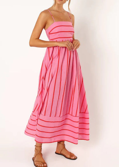 Robe longue à bretelles rayée