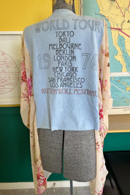Music T-Shirt Poncho Top - Rock-n-Roll Festival