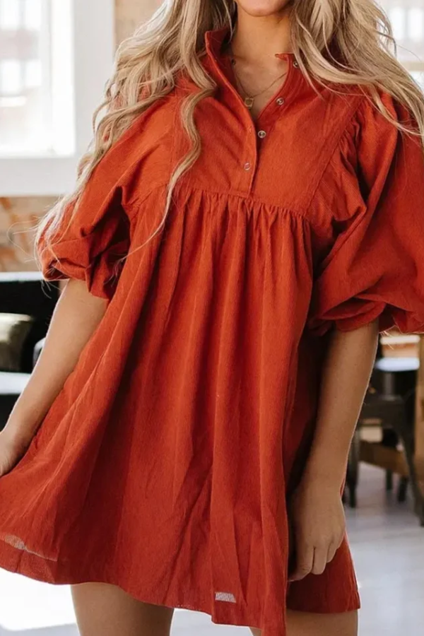 Women's Solid Corduroy Classic Dress