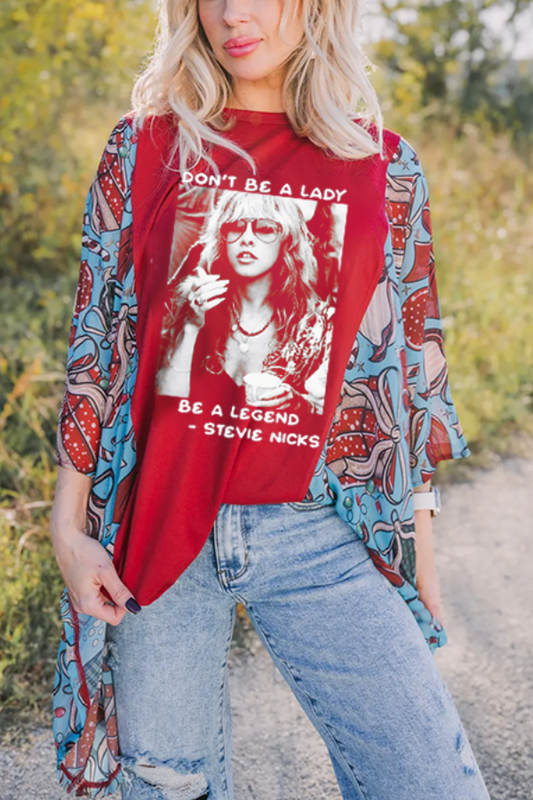 Printed Bat-Sleeve T-Shirt (No Back Pocket)