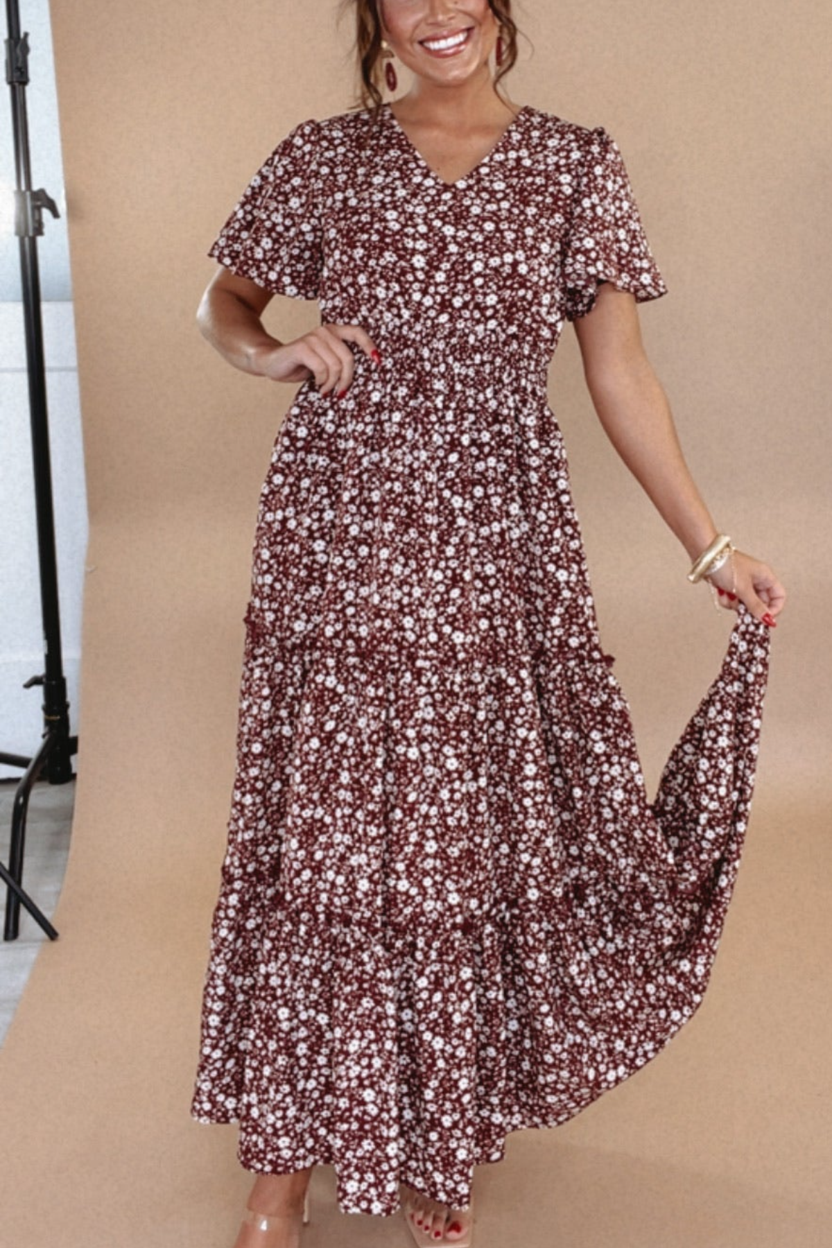 Many Moments Floral Maxi Dress, Wine