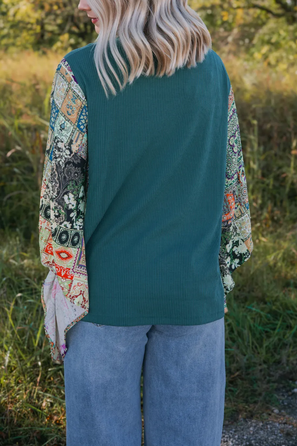 Printed Bat-Sleeve T-Shirt (No Back Pocket)