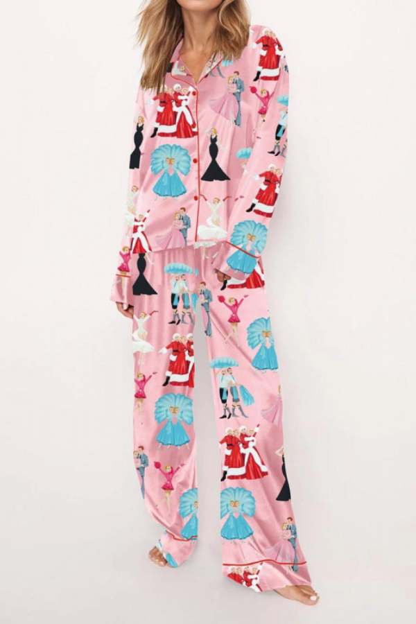 Women's White Christmas Movie Satin Pajama Set