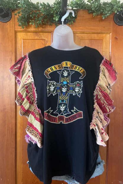 Guns N’ Roses Ruffled-sleeve T-shirt