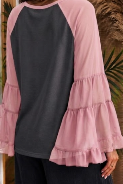 "CANTINA" Printed Layered Flare Sleeve Tee