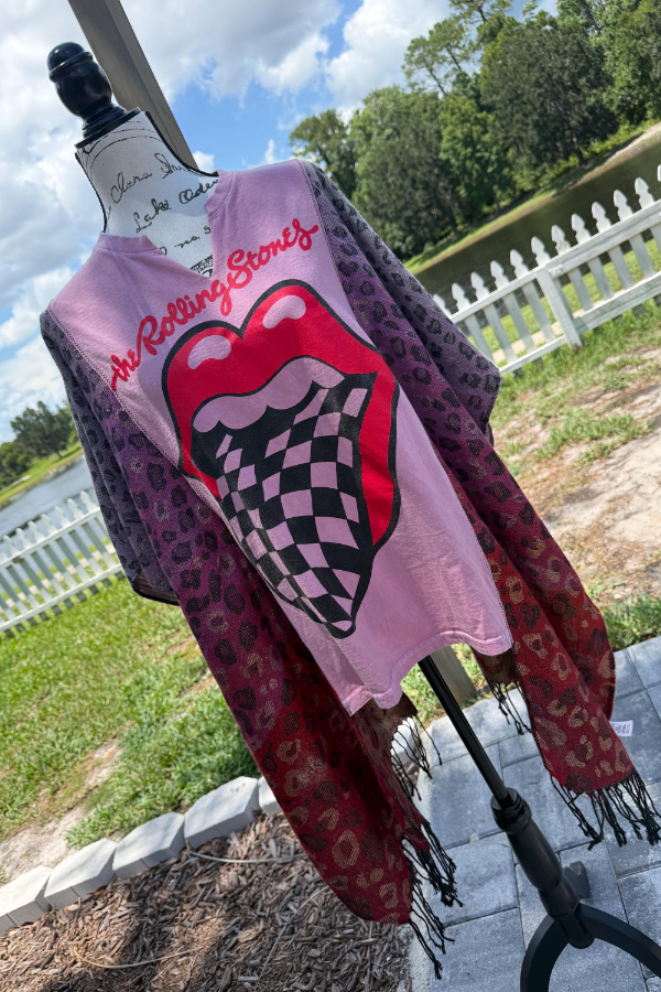 Rolling Stones–Printed Batwing-Sleeve T-Shirt