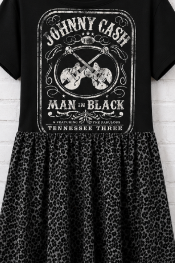 "Johnny Cash" Black Upcycled Dress