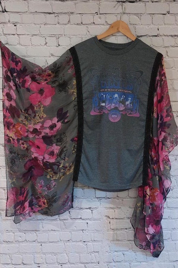 Kantha Rock–transformed Batwing-sleeve T-shirt