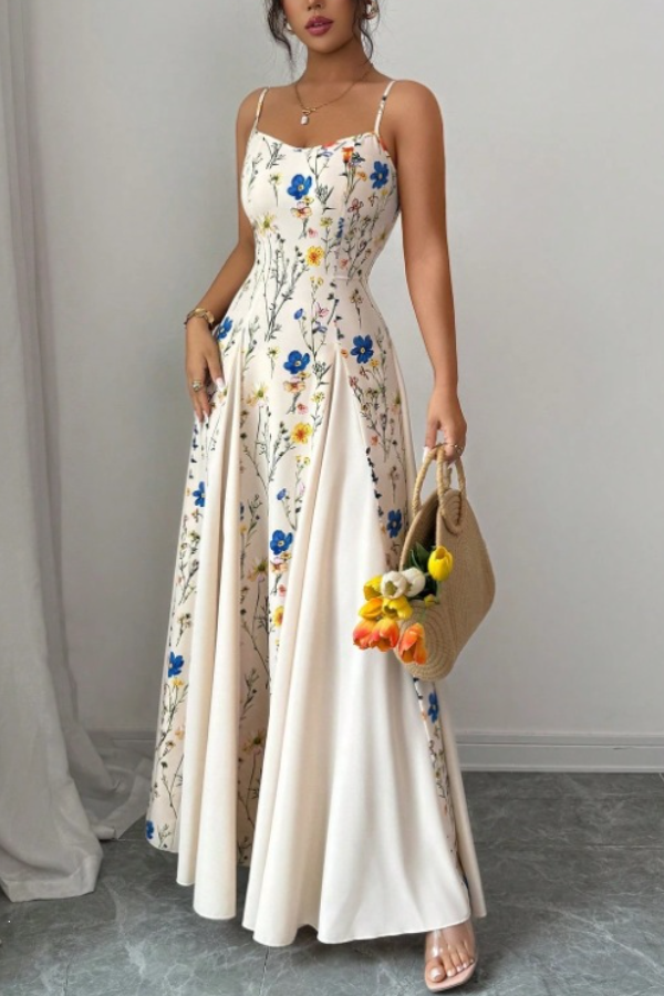 Stylish Print Slim-Fit Sling Dress