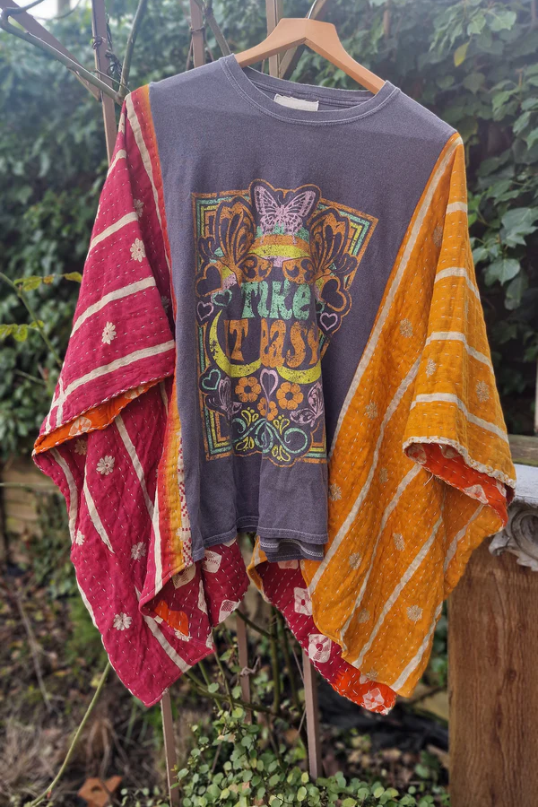 'Take it easy' boho upcycled Tee