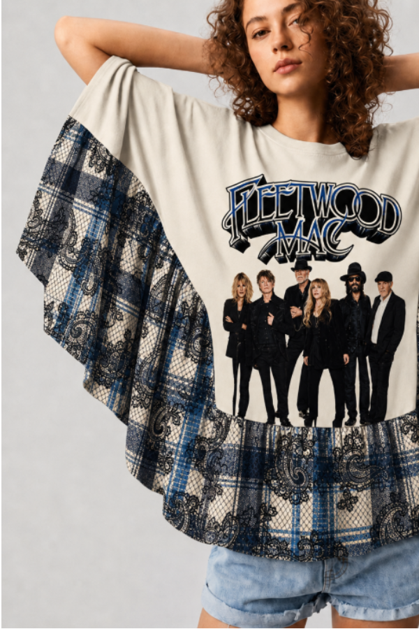 "Fleetwood Mac" Patchwork Poncho Top