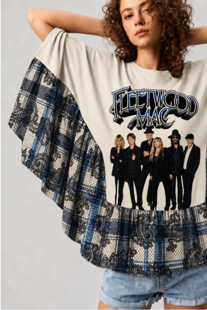 "Fleetwood Mac" Patchwork Poncho Top