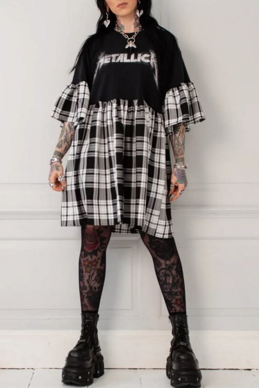 Metallica Puff Sleeve Dress