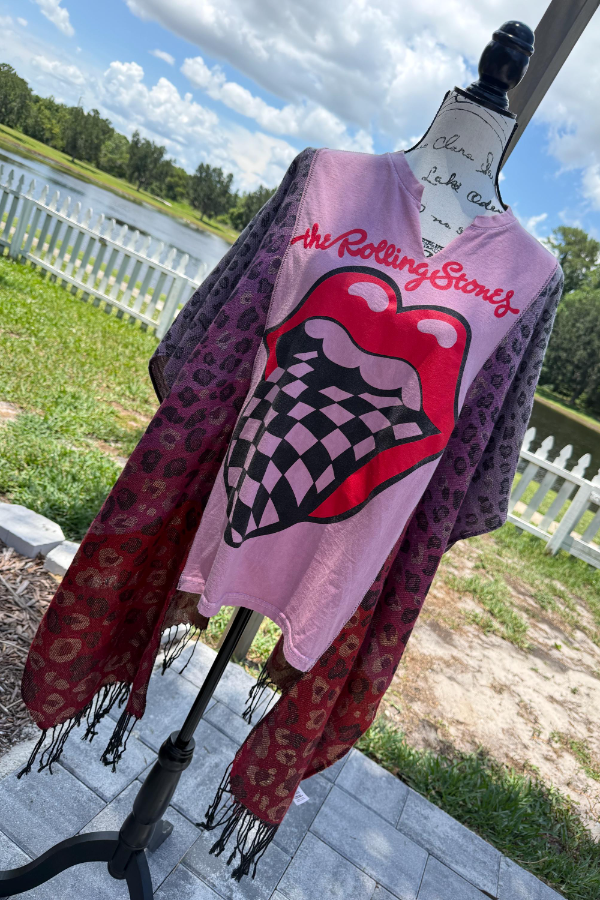 Rolling Stones–Printed Batwing-Sleeve T-Shirt