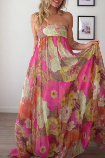 Rosalie Floral Print Strapless Maxi Dress