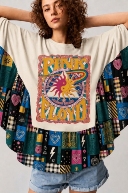 Pink Floyd「1972 Rainbow Theatre」 Patchwork Poncho Top