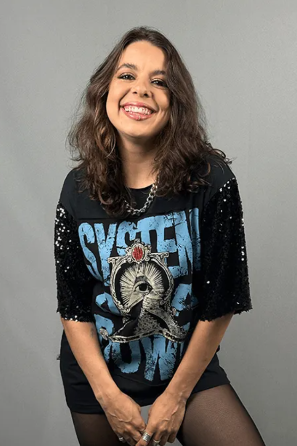 System Of A Down Sequined Sleeve Tee