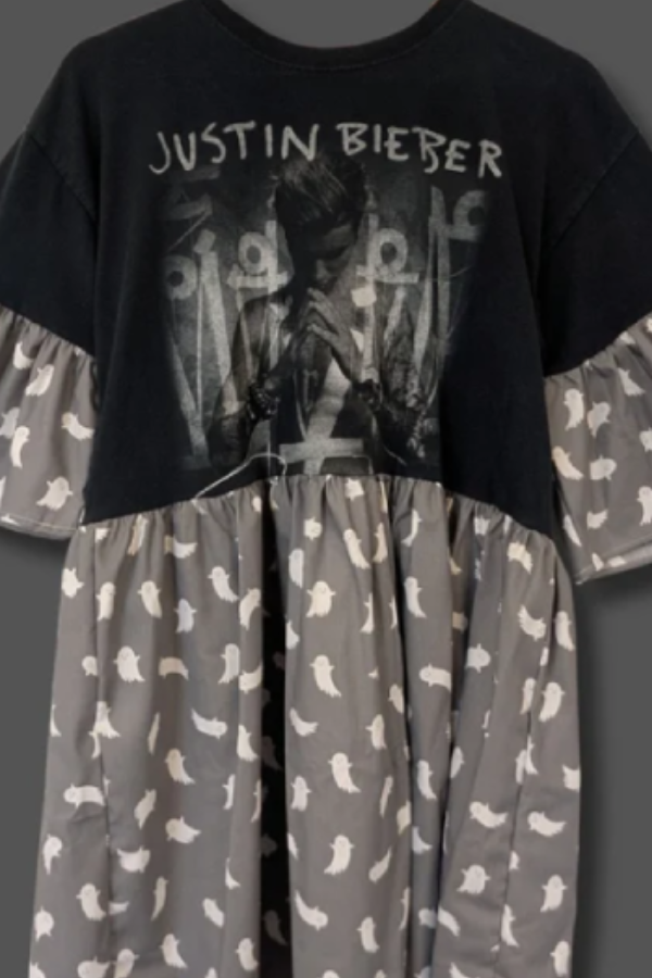Justin Bieber - Grey Ghost Print Smock Dress