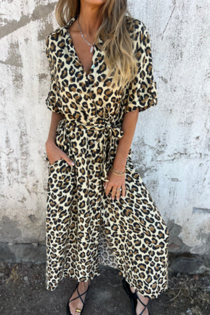 Stylish and Elegant Leopard Print Maxi Dress