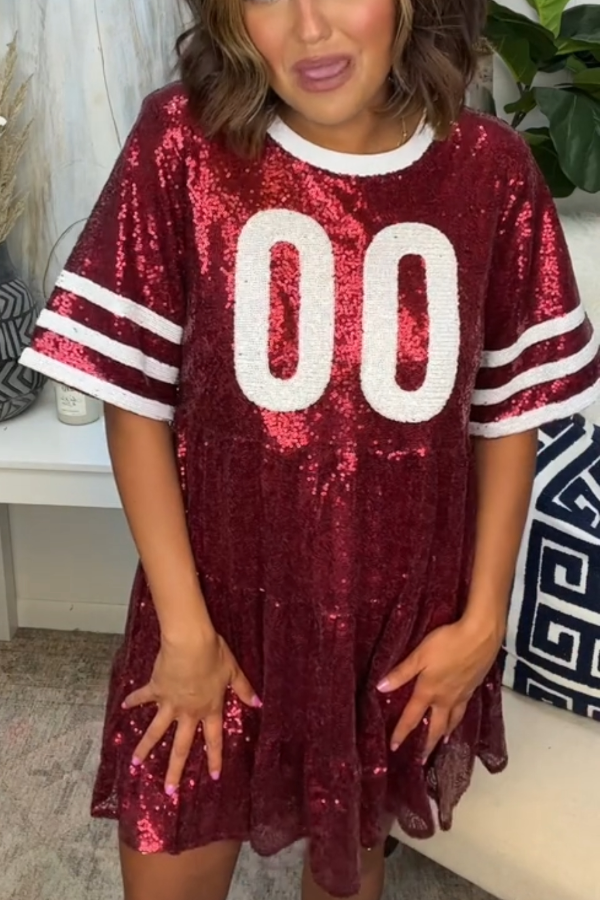 Sequin-Print Rugby Dress