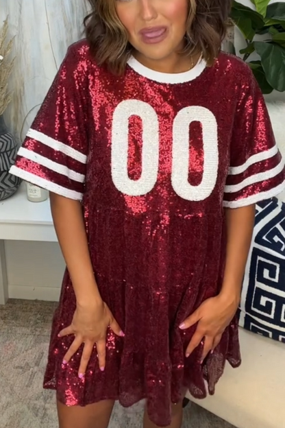 Sequin-Print Rugby Dress