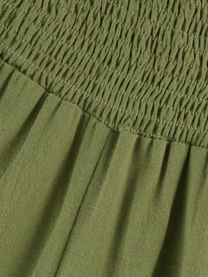 Pantalon décontracté ample en coton et lin à ourlet irrégulier plissé à taille haute pour femme 