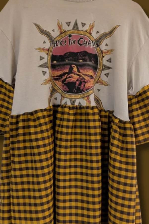 Alice in Chains - Black & Yellow Gingham Smock Dress
