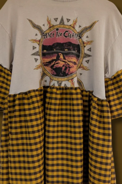 Alice in Chains - Black & Yellow Gingham Smock Dress